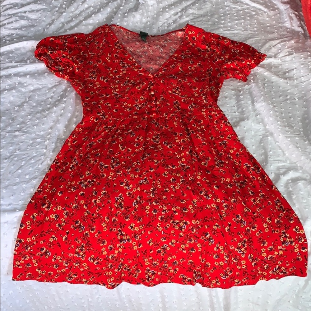 Red floral dress